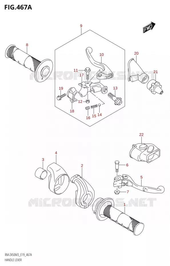 HEFBOMEN - HANDGRIPS Suzuki MOTO 450 RM-Z 2023  RM-Z450 M3 (E19)