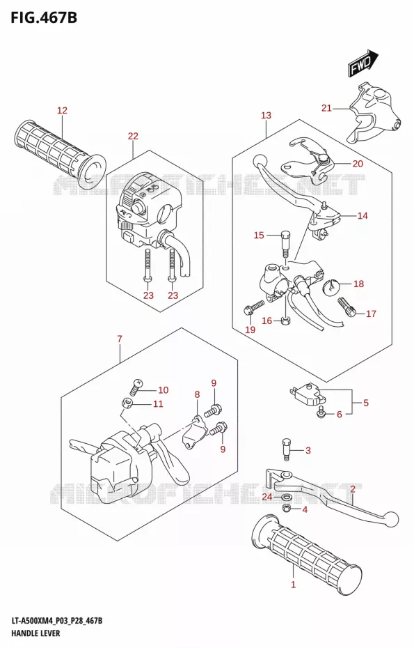 HEFBOMEN - HANDGRIPS (LT-A500XP,LT-A500XPZ) Suzuki QUAD 500 KINGQUAD 2024  LT-A500XM4 P03 2024 M4 (P03)