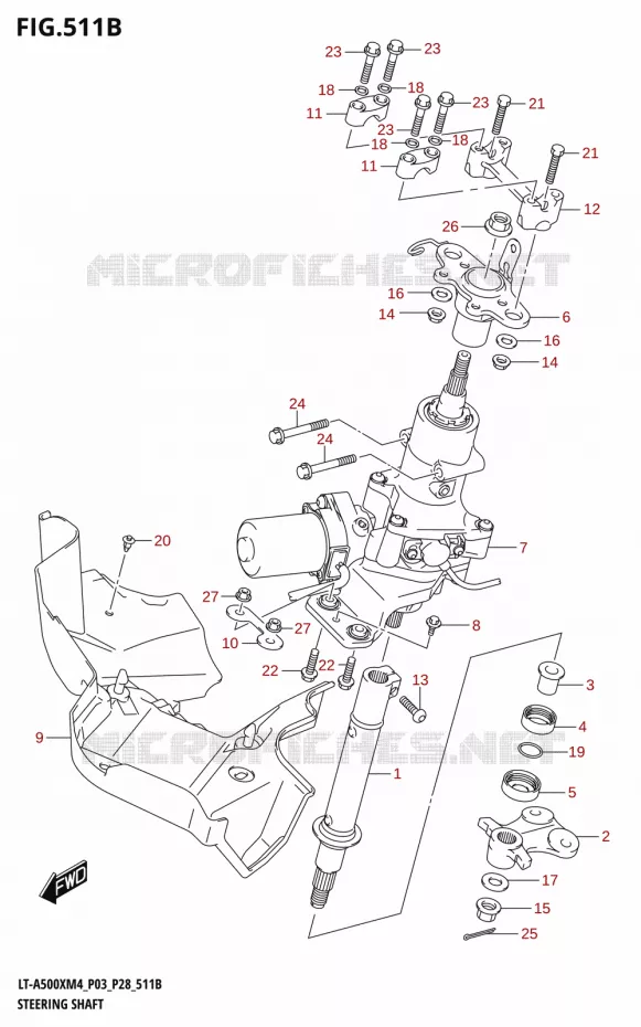 STUURKOLOM (LT-A500XP) Suzuki QUAD 500 KINGQUAD 2024  LT-A500XM4 P03 2024 M4 (P03)