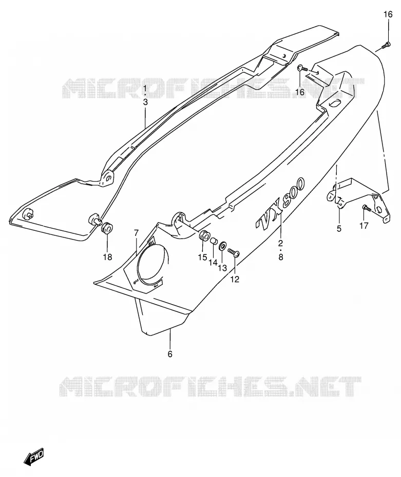 ACHTER KUIP  (MODELE L/M) Suzuki MOTO 800 VX 1993  VX800P(E4)
