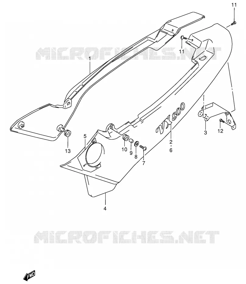 ACHTER KUIP  (MODELE R/T) Suzuki MOTO 800 VX 1992  VX800UN(E4)