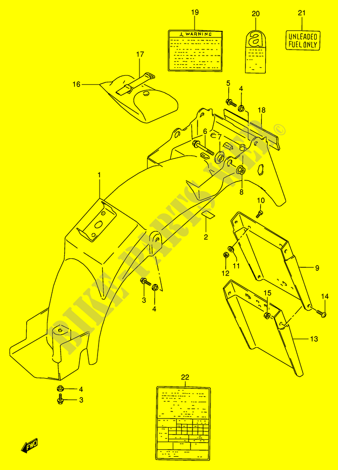 ACHTERSPATBORD   STICKERS (MODELE L/M/N/P/R) voor Suzuki VX 800 1993