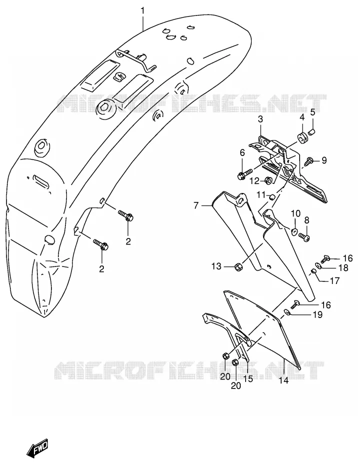 ACHTERSPATBORD (MODELE W/X) Suzuki MOTO 800 INTRUDER 2000  VS800GLY(E2)