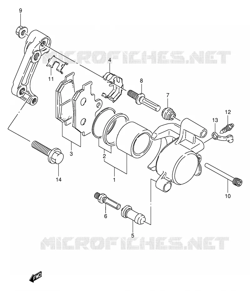FRONT CALIPER (MODELE V/W/X) Suzuki MOTO 250 TU 1998  TU250XW(E2)