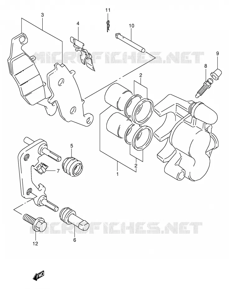 FRONT CALIPER (MODELE Y/K1) Suzuki MOTO 250 TU 1998  TU250XW(E2)