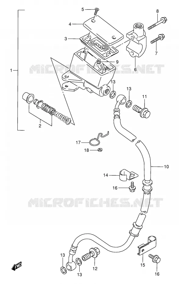 FRONT HOOFDREMCILINDER (MODELE L/M/N) Suzuki MOTO 800 VX 1993  VX800P(E4)