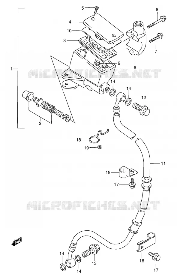 FRONT HOOFDREMCILINDER (MODELE P/R/T) Suzuki MOTO 800 VX 1992  VX800UN(E4)