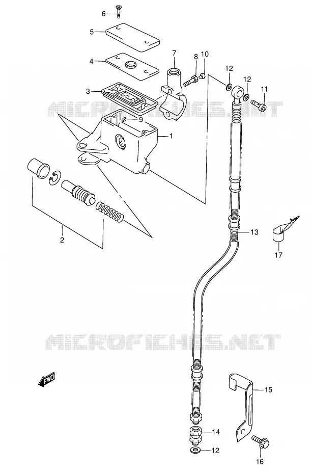 FRONT HOOFDREMCILINDER (MODELE W/X/Y/K1) Suzuki MOTO 1500 INTRUDER 2000  VL1500Y(E2)