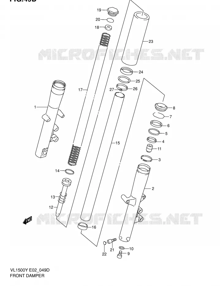 FRONT SCHOKDEMPER (MODELE K2/K3/K4) Suzuki MOTO 1500 INTRUDER 1998  VL1500W(E2)