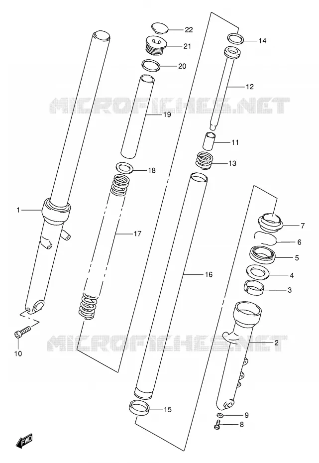 FRONT SCHOKDEMPER (MODELE V/W/X) Suzuki MOTO 250 TU 1998  TU250XW(E2)