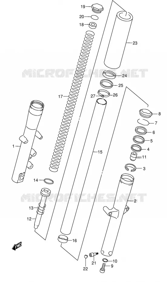 FRONT SCHOKDEMPER (MODELE W/X) Suzuki MOTO 1500 INTRUDER 2000  VL1500Y(E2)