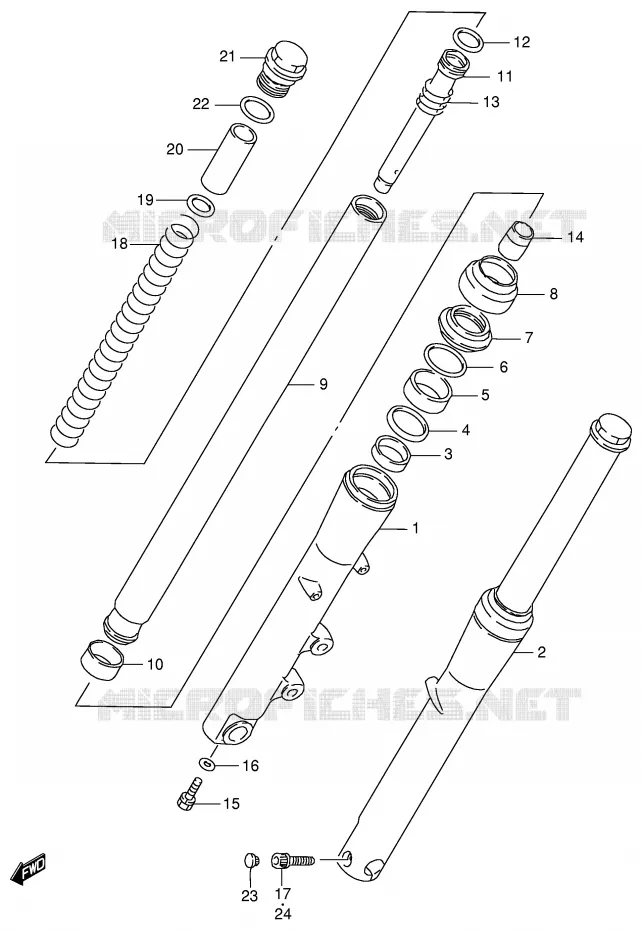 FRONT SCHOKDEMPER (MODELE W/X) Suzuki MOTO 800 INTRUDER 1999  VS800GLX(E2)