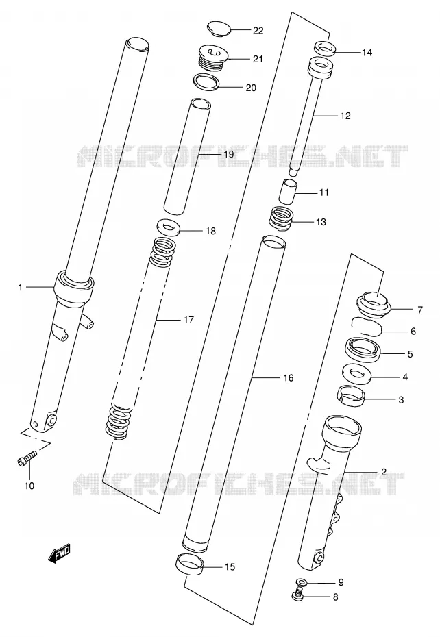 FRONT SCHOKDEMPER (MODELE Y/K1) Suzuki MOTO 250 TU 2000  TU250XY(E2)