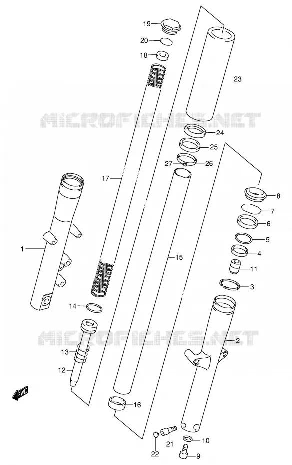 FRONT SCHOKDEMPER (MODELE Y P37) Suzuki MOTO 1500 INTRUDER 2000  VL1500Y(E2)