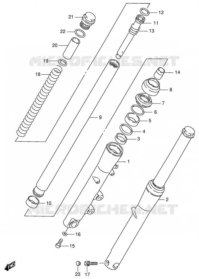 FRONT SCHOKDEMPER (MODELE Y) Suzuki MOTO 800 INTRUDER 1999  VS800GLX(E2)