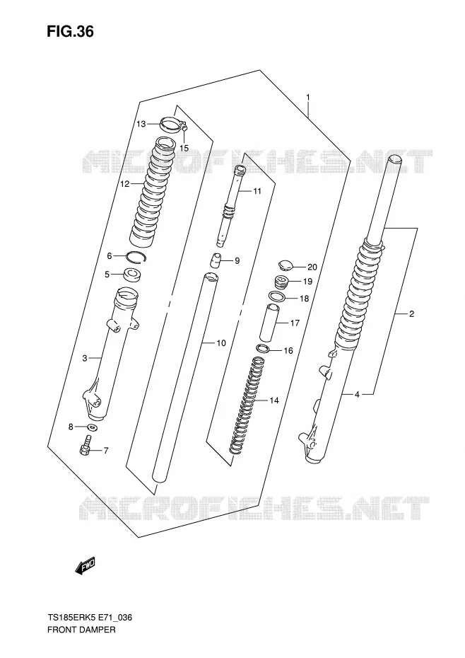 FRONT SCHOKDEMPER Suzuki MOTO 185 TS-ER 2005  TS185ERK5(E71)