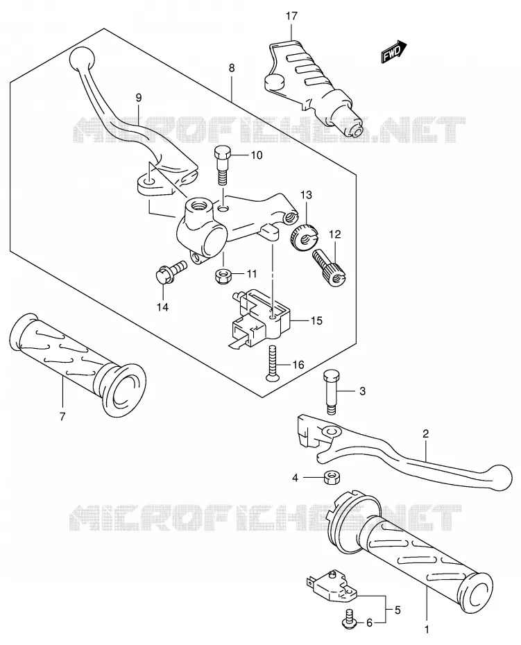 HANDGRIPS - LEVERS Suzuki MOTO 125 INTRUDER 2006  VL125K6(E2)