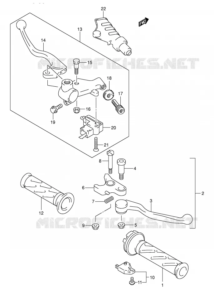 HANDGRIPS - LEVERS Suzuki MOTO 250 INTRUDER 2001  VL250K1(E2)