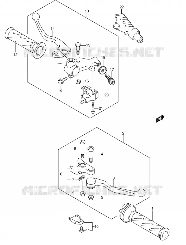 HANDGRIPS - LEVERS Suzuki MOTO 250 INTRUDER 2005  VL250K5(E19)
