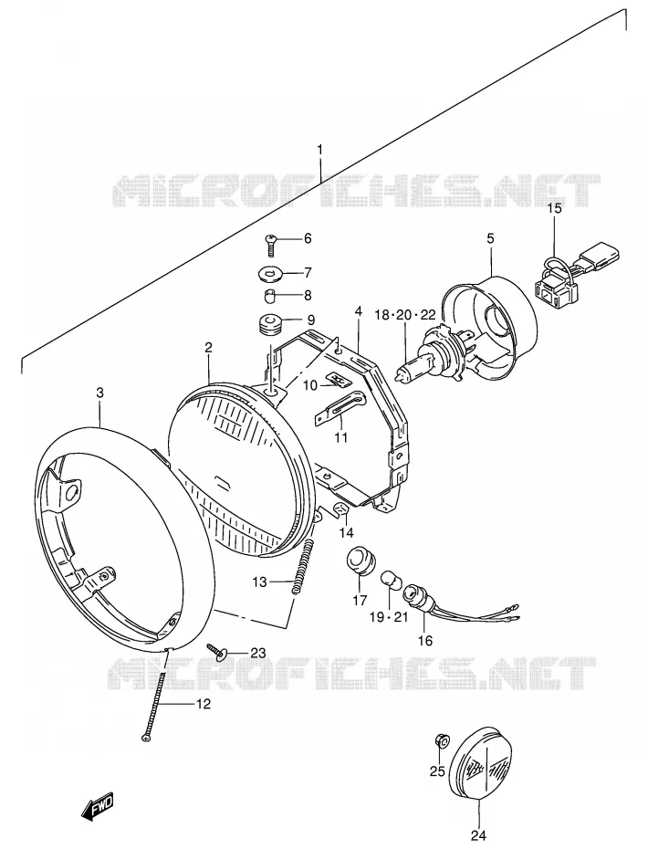KOPLAMP (MODELE N/P/R) Suzuki MOTO 800 INTRUDER 1992  VS800GLN(E2)