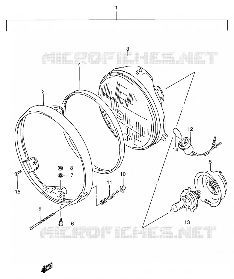 KOPLAMP (MODELE P/R E2,E24) Suzuki MOTO 800 VX 1994  VX800UR(E4)