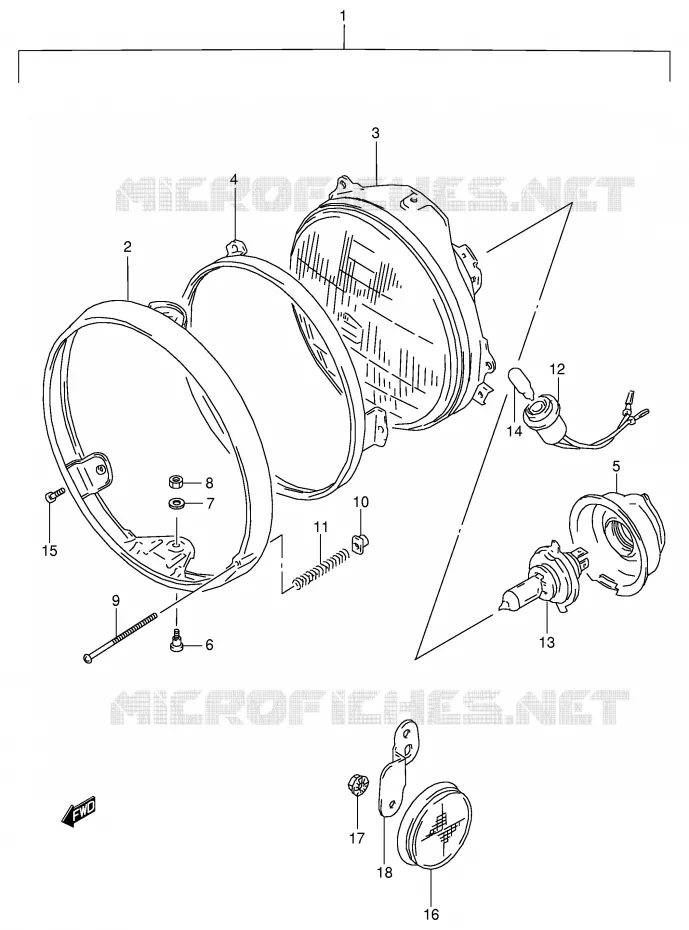 KOPLAMP (MODELE P/R EXCEPT E2,E24) Suzuki MOTO 800 VX 1994  VX800UR(E4)