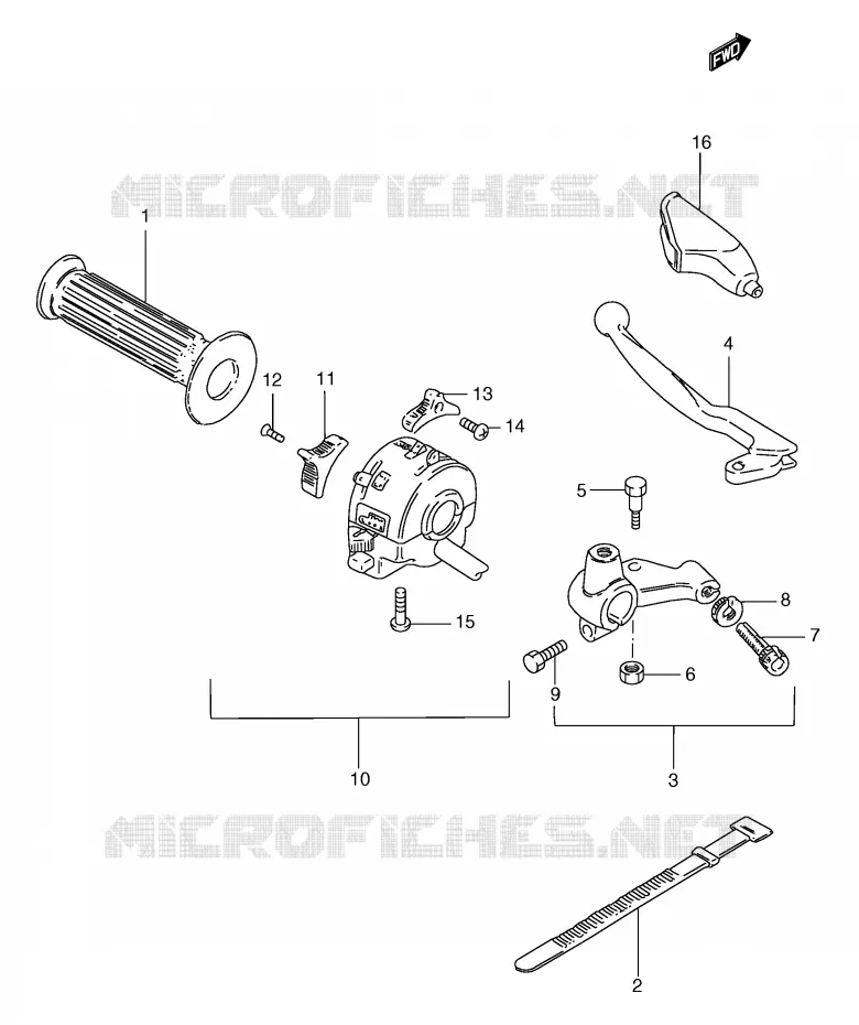 LINKER HENDEL - HANDGREEP (MODELE T/V/W/X) Suzuki MOTO 185 TS-ER 2000  TS185ERY(E1)