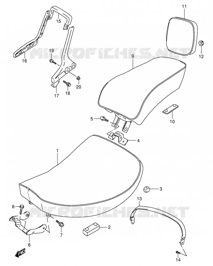 SEAT (MODELE T/V) Suzuki MOTO 800 INTRUDER 1992  VS800GLN(E2)