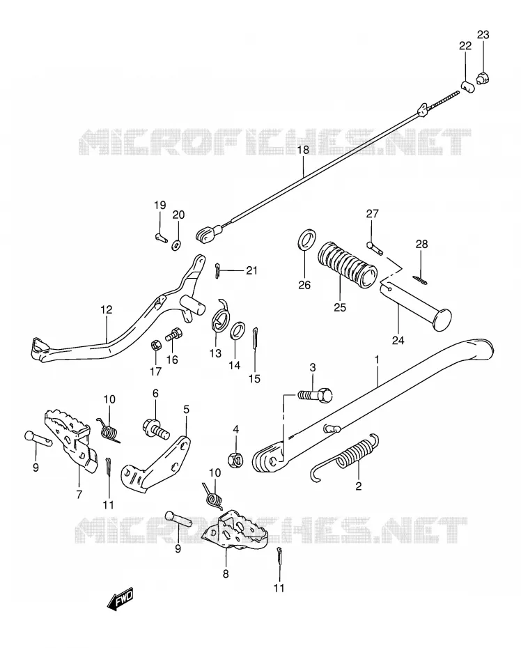 STAND - FOOTREST (MODELE E/G) Suzuki MOTO 50 TS-X 1986  TS50XKG(E1)