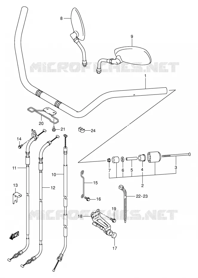 STUUR (MODELE K1/K2/K3/K4) Suzuki MOTO 800 VOLUSIA 2004  VL800K4(E2)