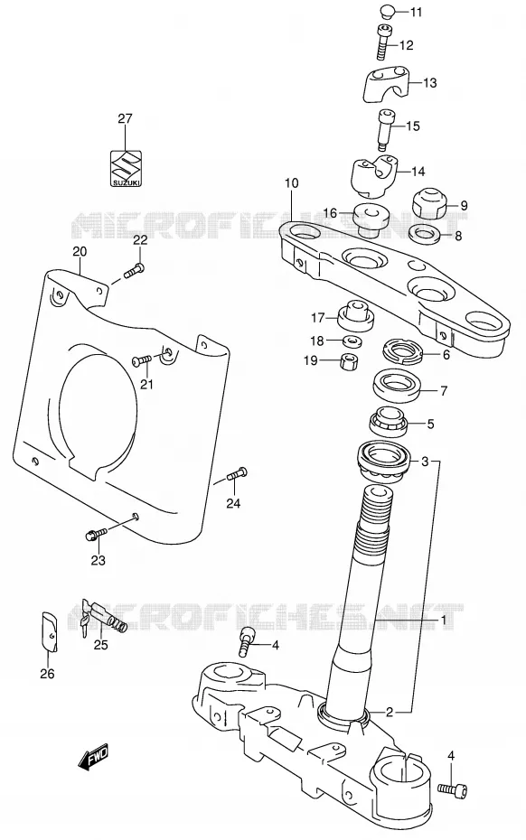 STUURKOLOM (MODELE K1/K2/K3/K4) Suzuki MOTO 1500 INTRUDER 2002  VL1500K2(E2)