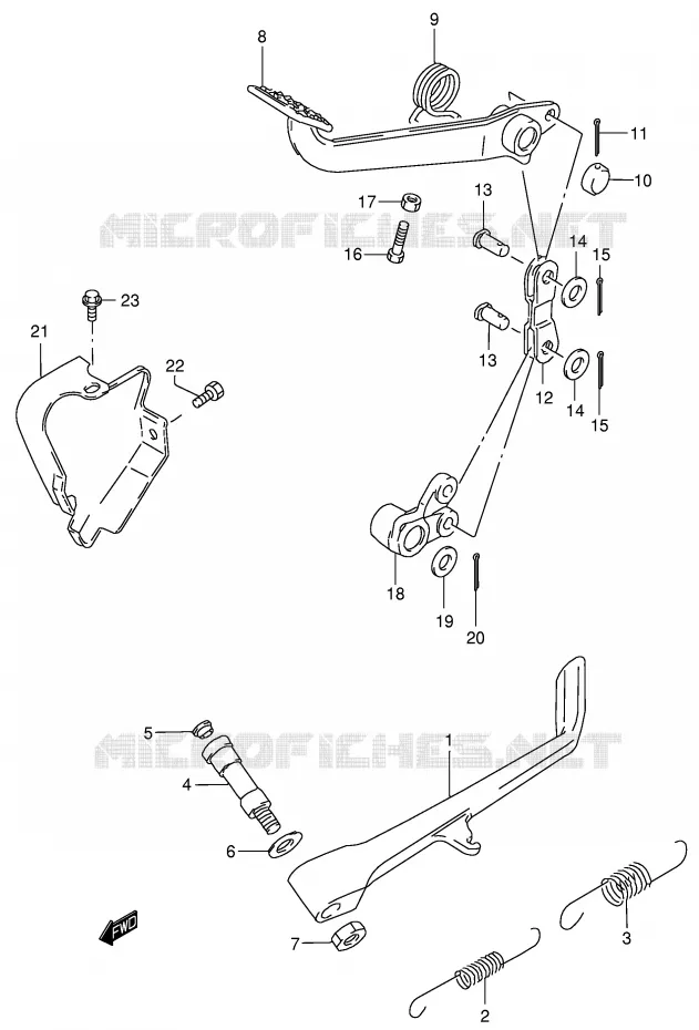 ZIJ STAND - ACHTER REMPEDAAL Suzuki MOTO 800 INTRUDER 2003  VS800GLK3(E3/E28)