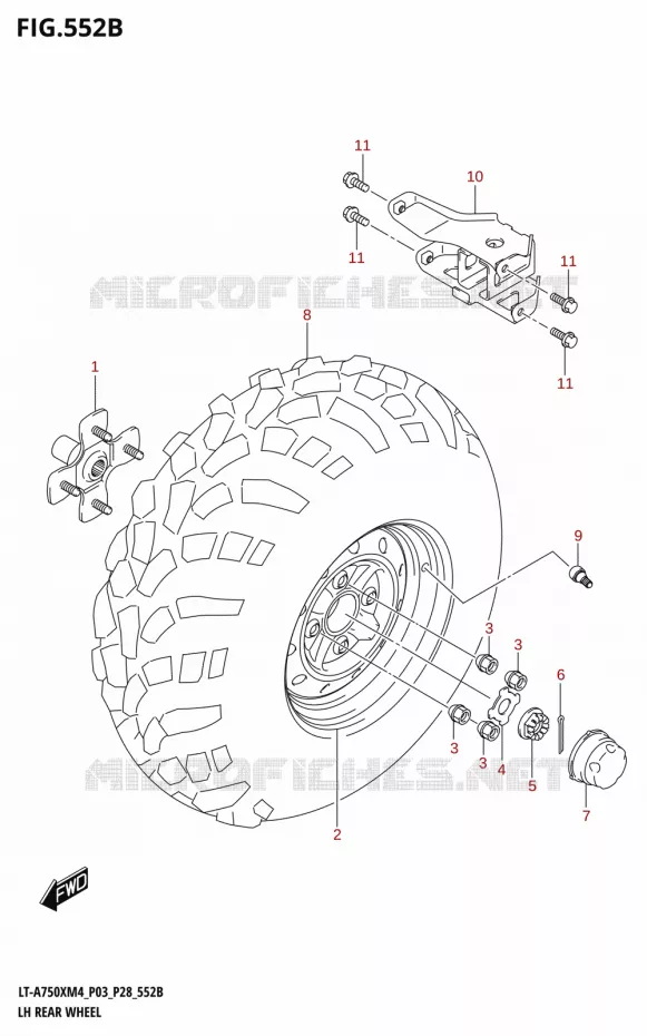 LINKERHAND ACHTERWIEL (LT-A750XP) Suzuki QUAD 750 KINGQUAD 2024  LT-A750XM4