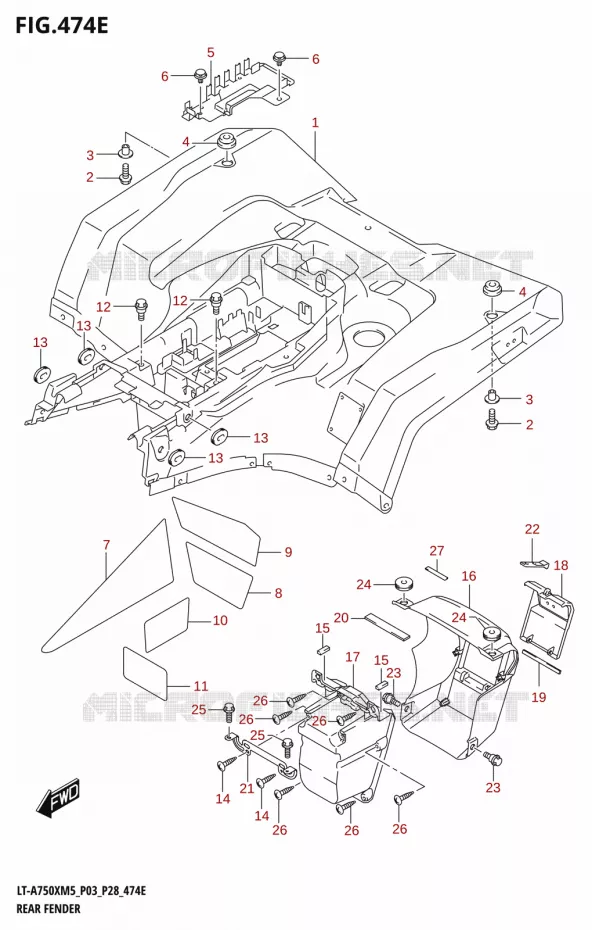 ACHTERSPATBORD (LT-A750XP:(P03,P33)) Suzuki QUAD 750 KINGQUAD 2025  LT-A750XM5