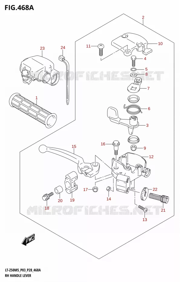 REMHEVEL - GAS HANDVAT Suzuki QUAD 50 QUADSPORT 2025  LT-Z50 2025 M5