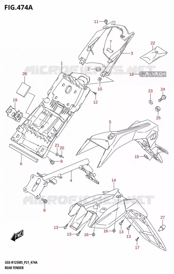 ACHTERSPATBORD Suzuki MOTO 125 GSX-R 2025  GSX-R125RL 2025 M5 (P21)