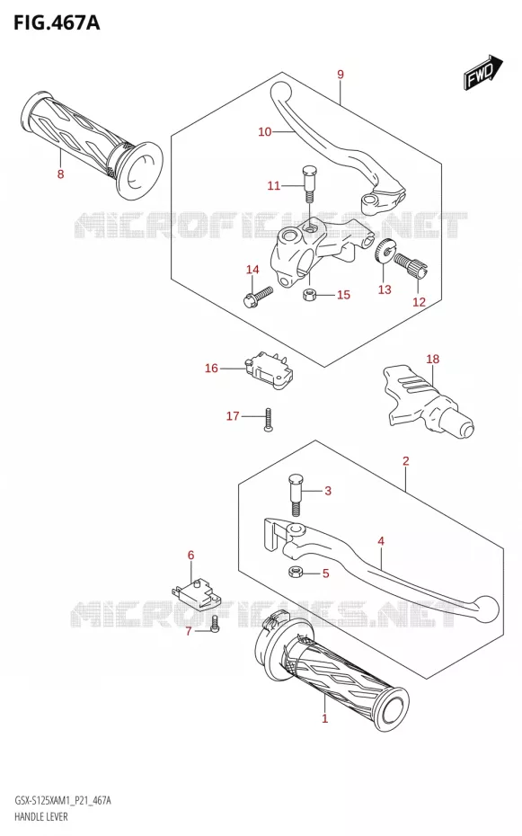 HEFBOMEN - HANDGRIPS Suzuki MOTO 125 GSX-S 2021  GSX-S125XA M1 (P21)