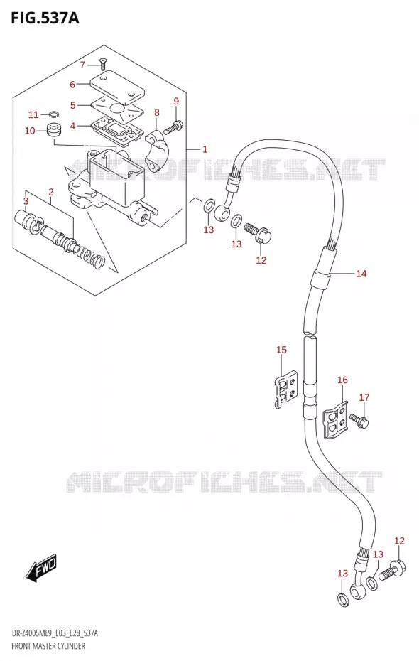 FRONT HOOFDREMCILINDER Suzuki MOTO 400 DR-Z 2019  DR-Z400SM 2019 L9 (E28)