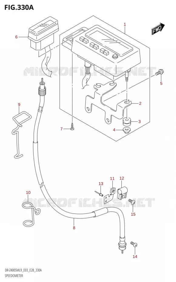 SNELHEIDSMETER (DR-Z400SM:L9:E03) Suzuki MOTO 400 DR-Z 2019  DR-Z400SM 2019 L9 (E28)