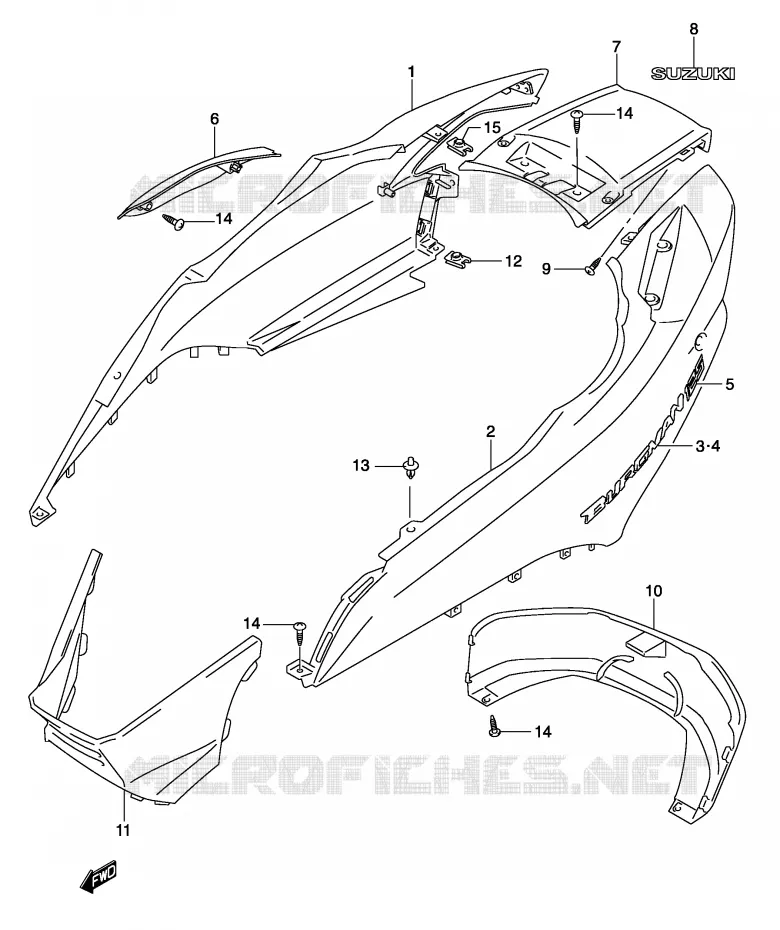 ACHTER KUIP  (MODELE K2) Suzuki SCOOTER 150 BURGMAN 2005  UH150K5(P19)
