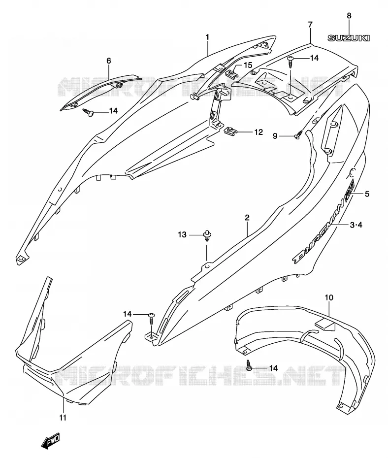 ACHTER KUIP  (MODELE K5) Suzuki SCOOTER 150 BURGMAN 2002  UH150K2(P19)