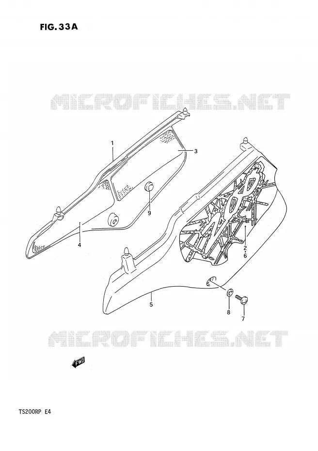 ACHTER KUIP  (MODELE P) Suzuki MOTO 200 TS-R 1991  TS200RM(E4)