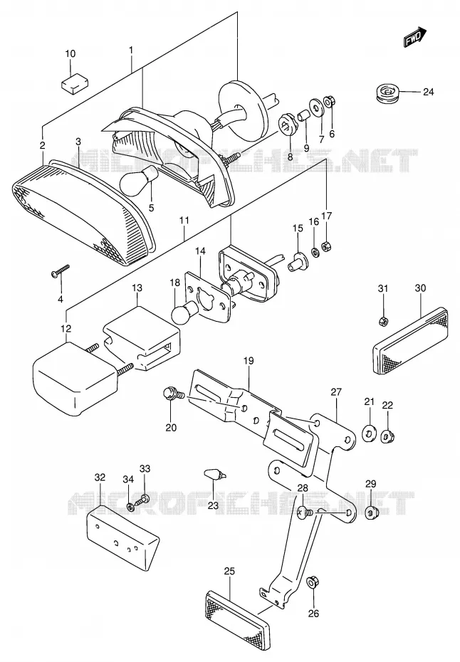 ACHTERLICHT (MODELE L/M/N) Suzuki MOTO 800 VX 1992  VX800UN(E4)