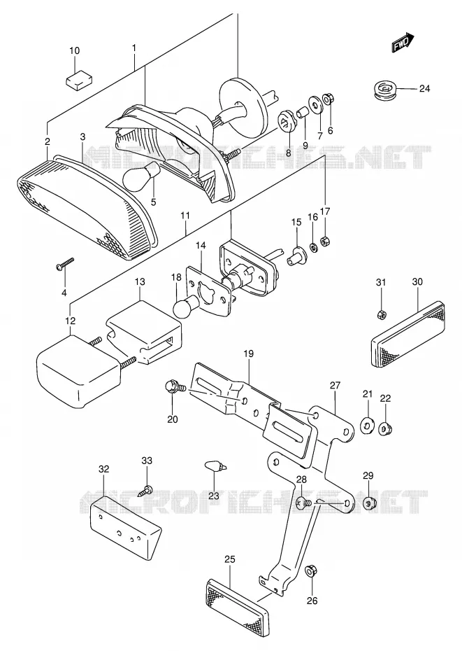 ACHTERLICHT (MODELE T) Suzuki MOTO 800 VX 1996  VX800UT(E4)