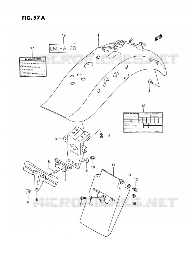 ACHTERSPATBORD (MODELE S) Suzuki MOTO 1400 INTRUDER 1991  VS1400GLFM(E2)
