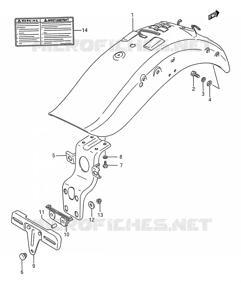 ACHTERSPATBORD Suzuki MOTO 1400 INTRUDER 1994  VS1400GLFR(E28)