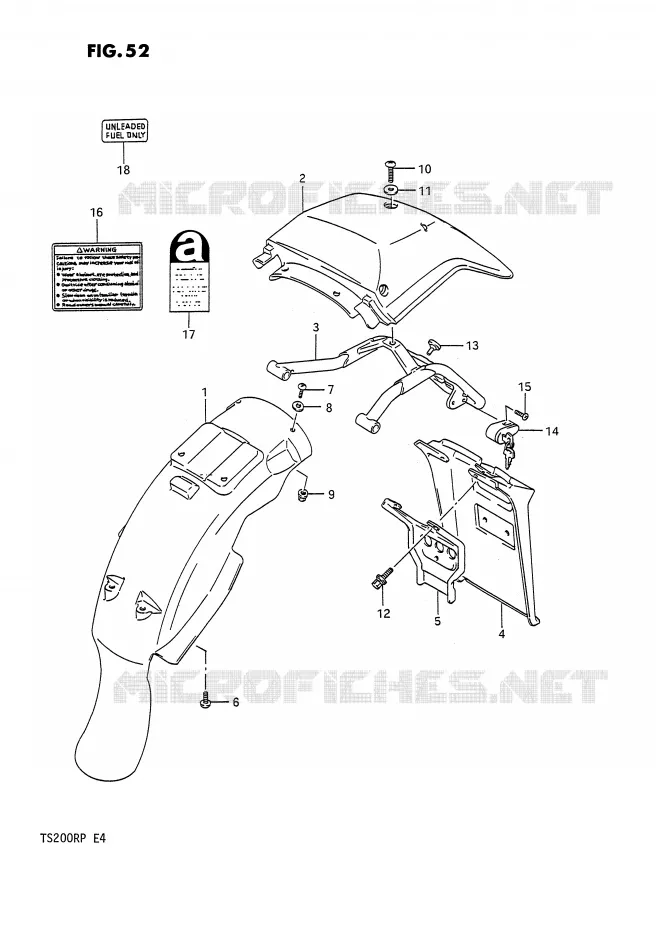 ACHTERSPATBORD Suzuki MOTO 200 TS-R 1993  TS200RP(E4)