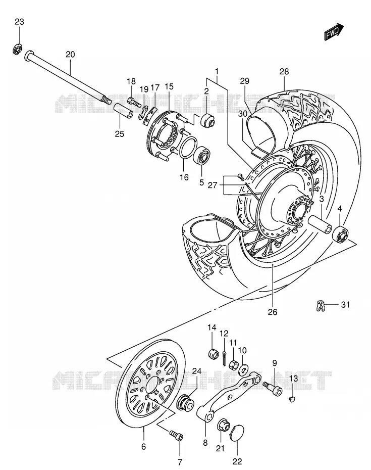 ACHTERWIEL Suzuki MOTO 1400 INTRUDER 2007  VS1400K7(E3/E28)