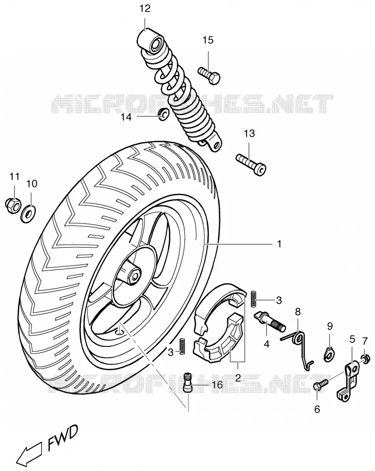 ACHTERWIEL Suzuki SCOOTER 50 ESTILETE 2000  UF50Y