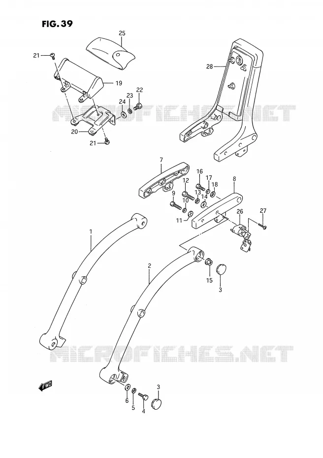 BACKREST (MODELE H/J/K/L/M/N/P/R E22) Suzuki MOTO 1400 INTRUDER 1990  VS1400GLPL(E2)